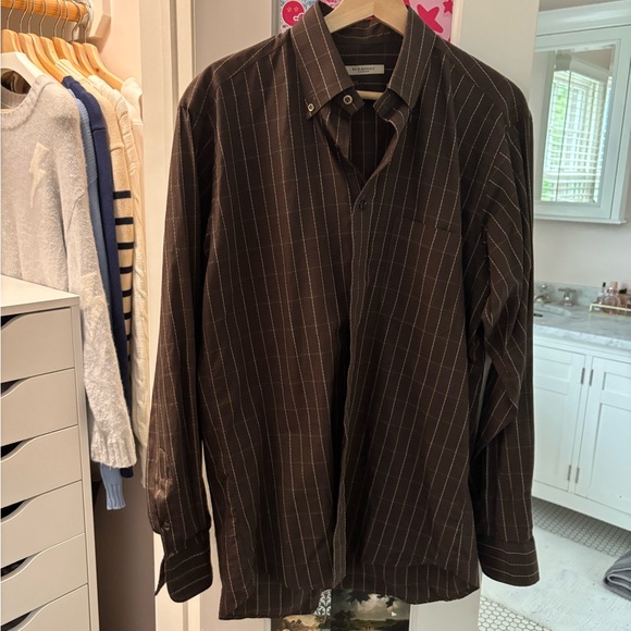 VINTAGE MENS BURBERRY BROWN BUTTON DOWN - Picture 1 of 5
